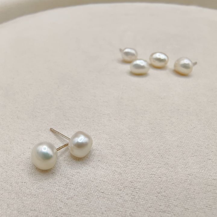 Dainty Baroque Pearl｜巴洛克極簡珍珠耳環(耳釘)