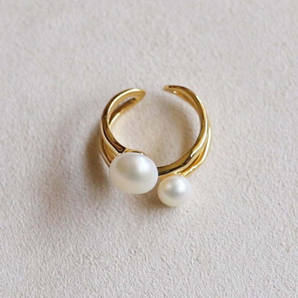 Two lights｜波浪之光淡水珍珠開口戒指