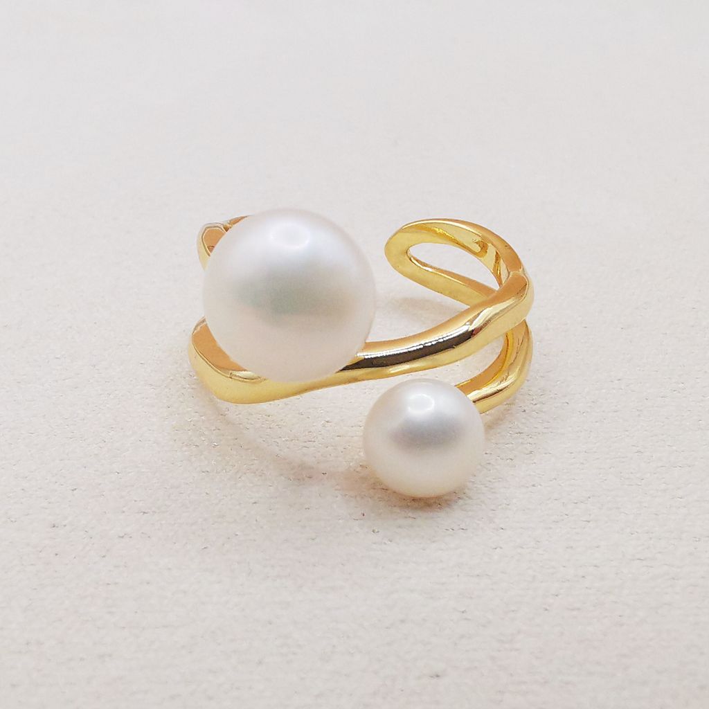 Two lights｜波浪之光淡水珍珠開口戒指