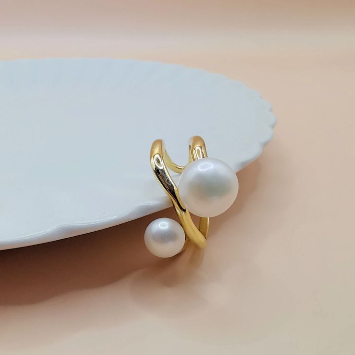 Two lights｜波浪之光淡水珍珠開口戒指