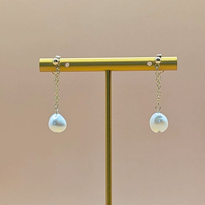Drop Chain｜垂墜鍊條珍珠耳環