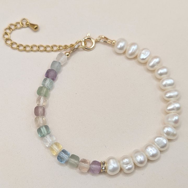 Fluorite｜流晶光燦 螢石 X 巴洛克珍珠手鍊