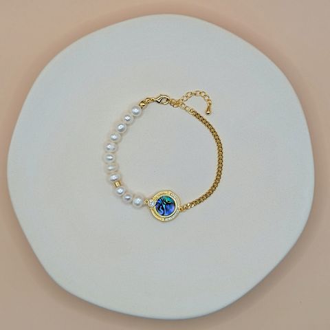 Shell Medallion｜彩貝圓墜淡水珍珠拼接手鍊