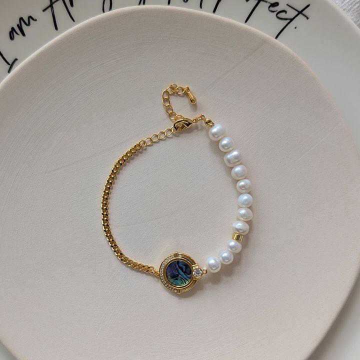Shell Medallion｜彩貝圓墜淡水珍珠拼接手鍊