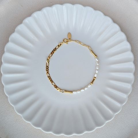 Link Pearl｜鍊條拼接米形淡水珍珠手鍊