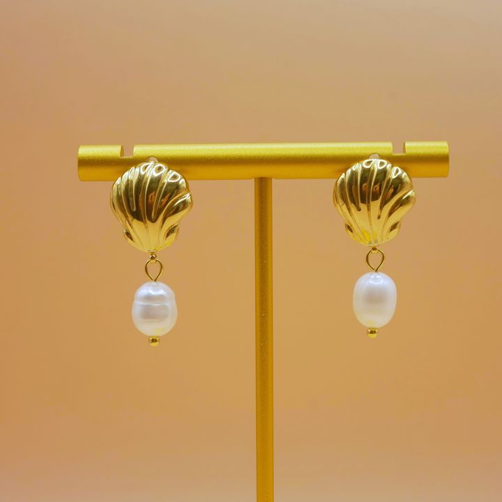 Seashell｜貝殼珍珠耳環
