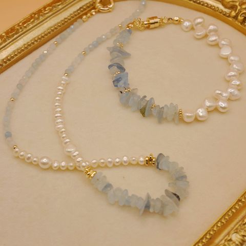 Aquamarine｜海藍之境 海藍寶 X 淡水珍珠 項鍊/手鍊