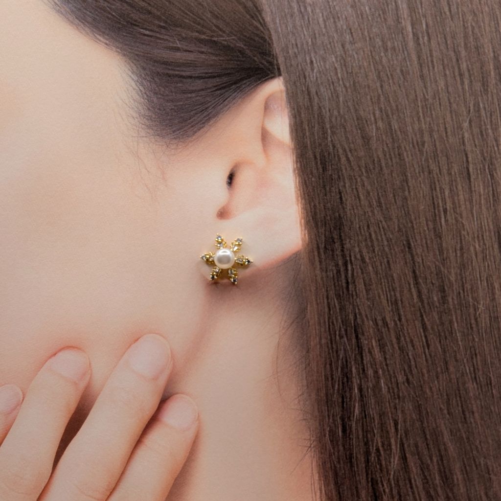 SNOWFLAKE｜雪花光感珍珠耳環