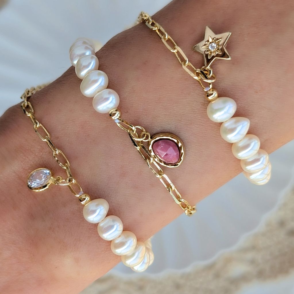 Layered Charm｜珍珠鍊條吊飾手鍊