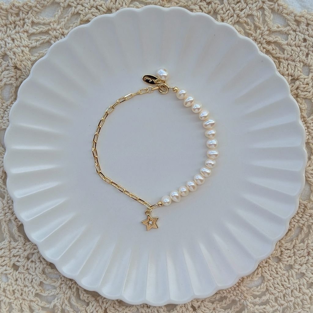 Layered Charm｜珍珠鍊條吊飾手鍊