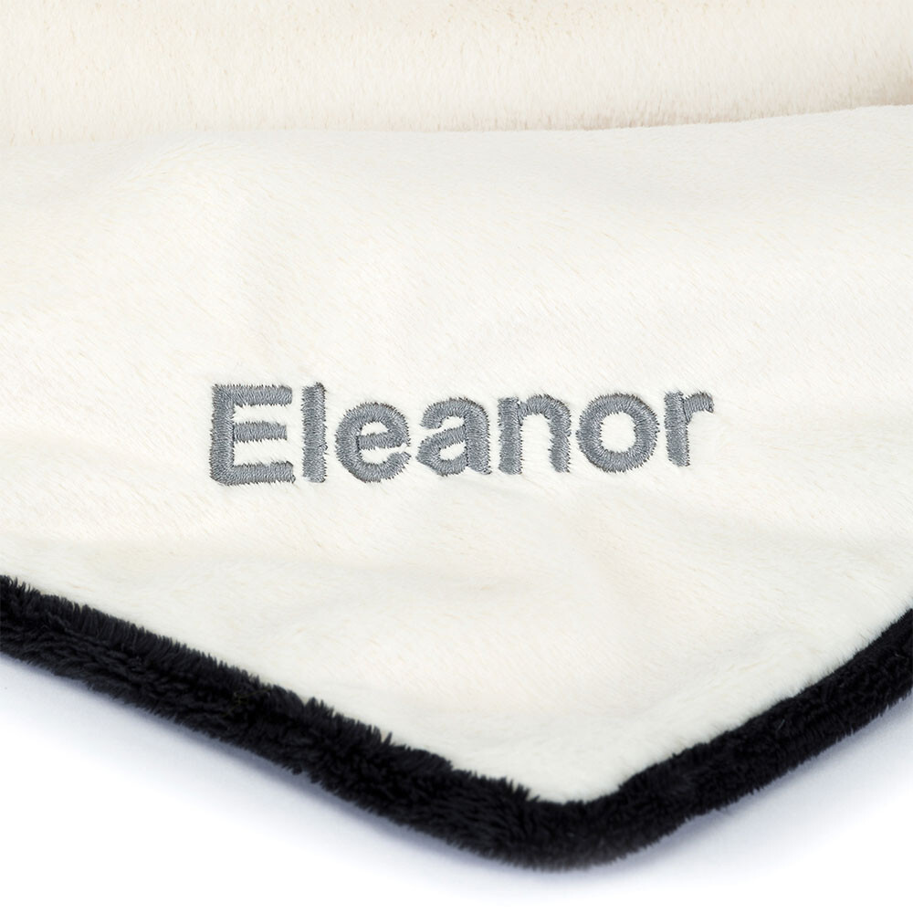 Personalised Bashful Black & Cream Puppy Blankie 2