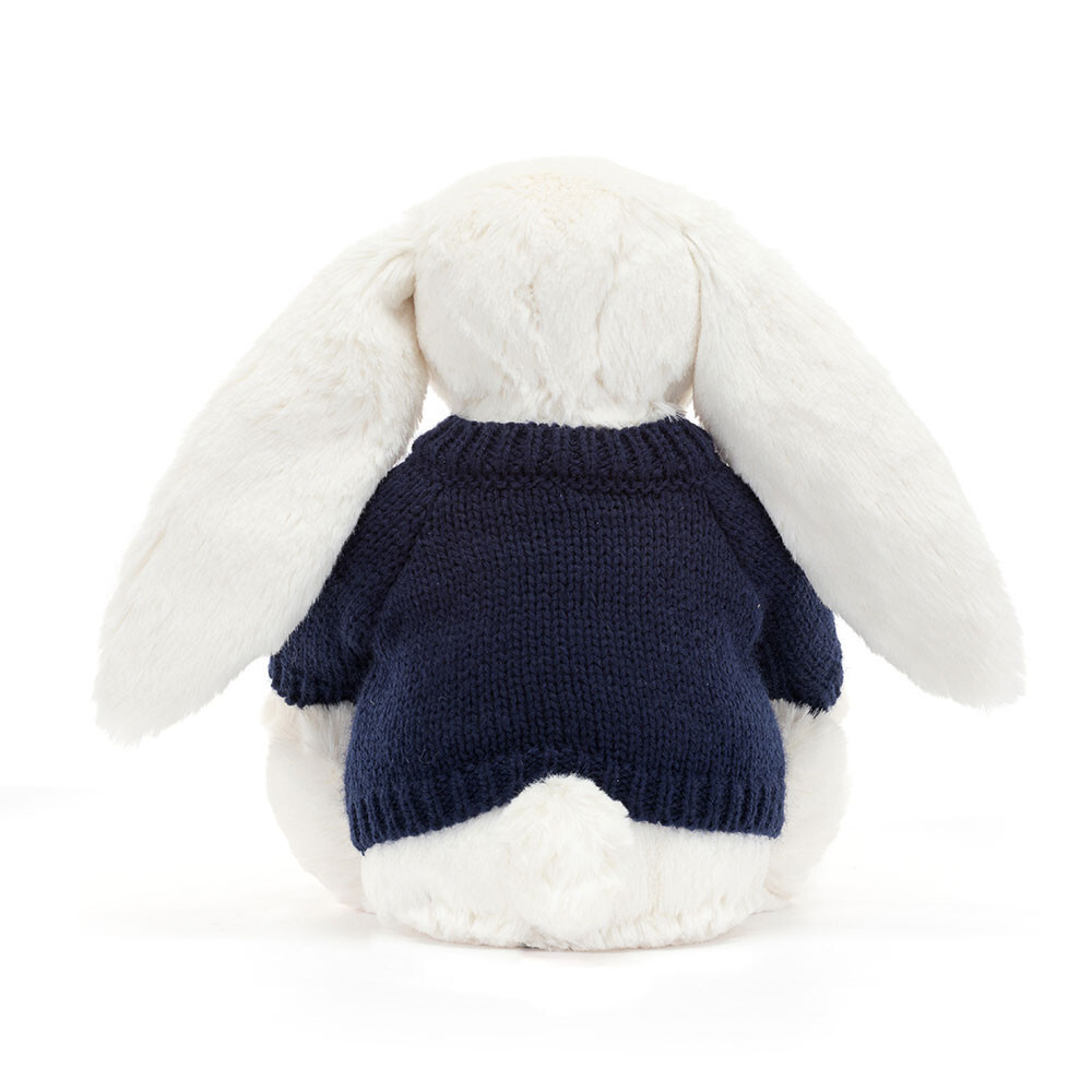 Blossom Cream Bunny With Personalised Navy Jumper 3