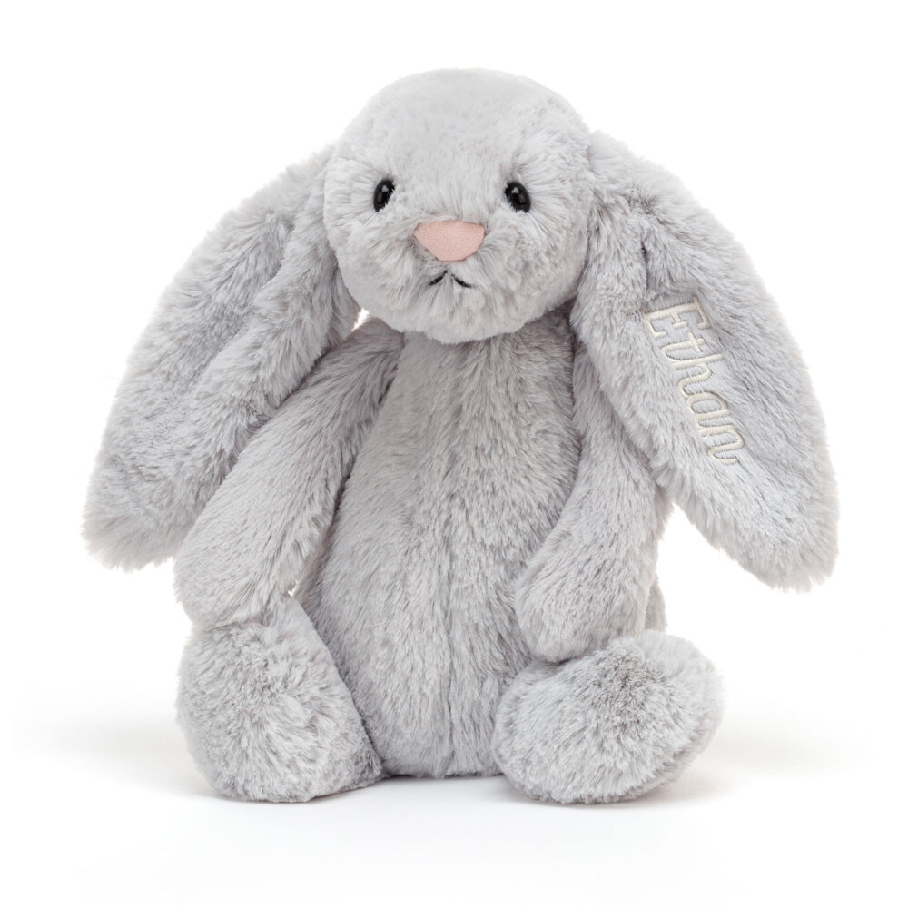 Personalised Bashful Silver Bunny Medium 1