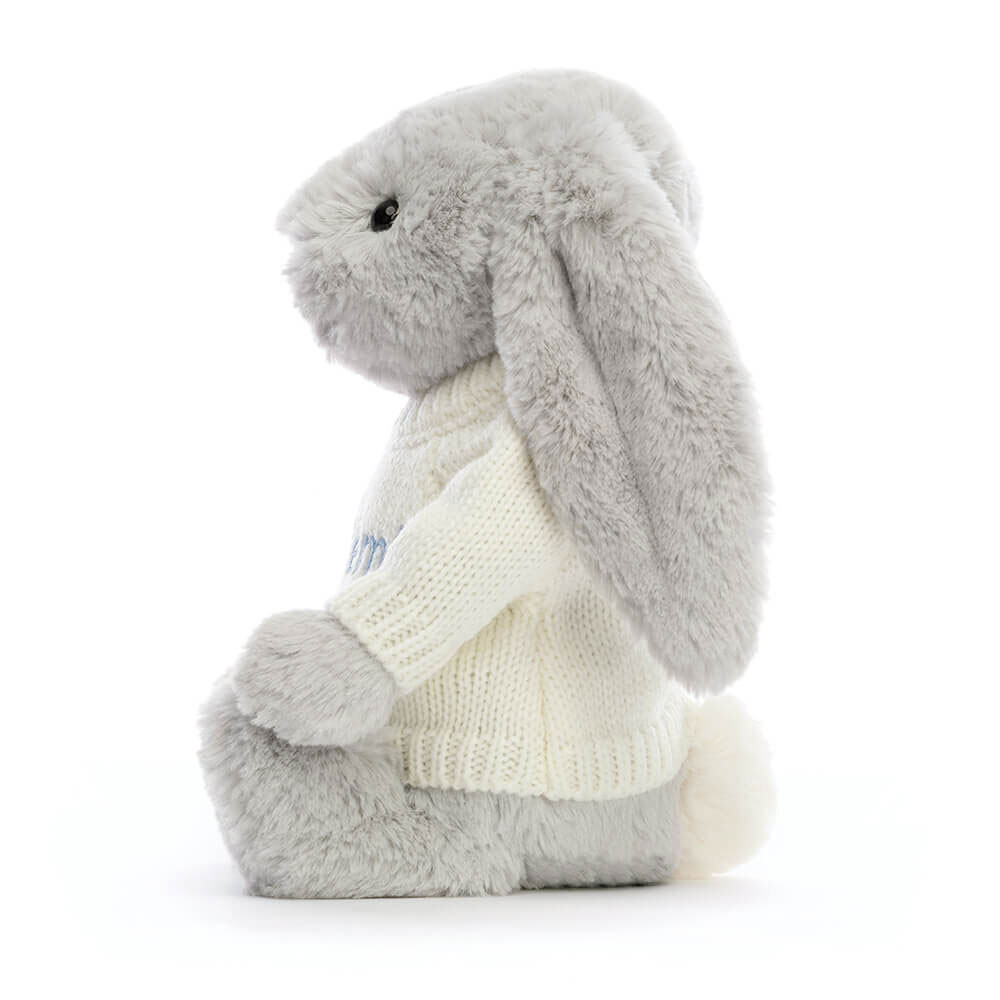 Bashful Silver Bunny With Personalised Cream Jumper 2