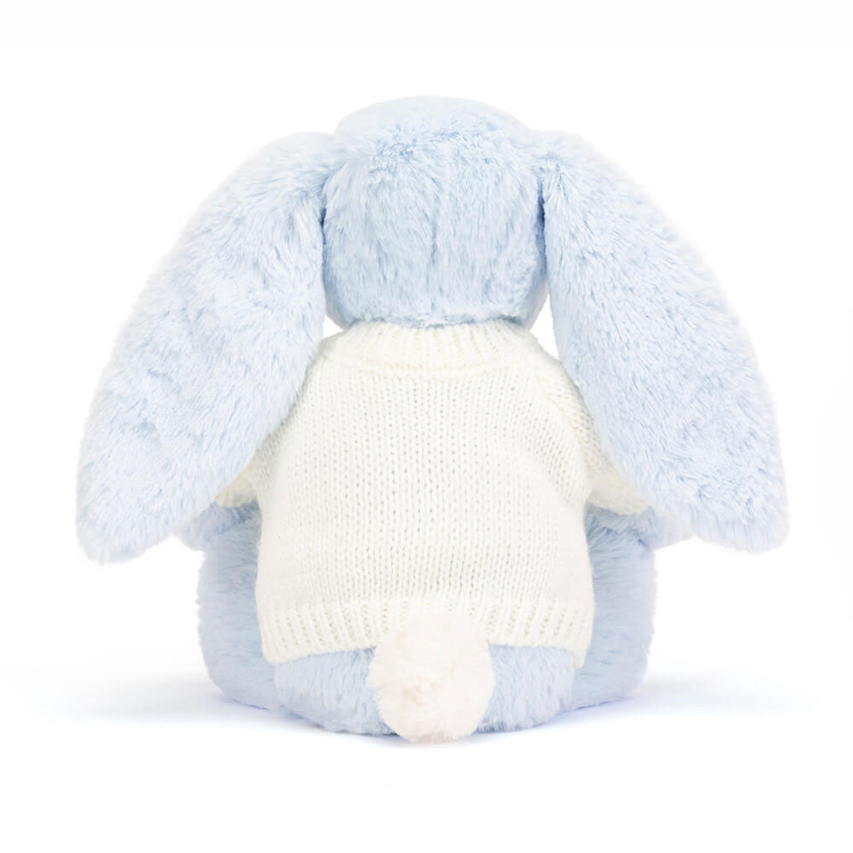 Bashful Blue Bunny With Personalised Cream Jumper 3