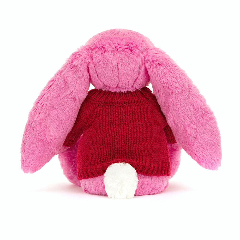 Bashful Hot Pink Bunny With Personalised Red Jumper 3