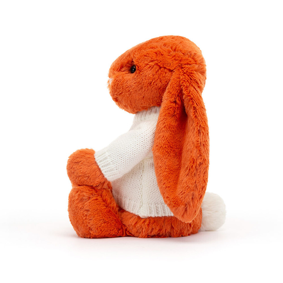 Bashful Tangerine Bunny With Personalised Cream Jumper 2