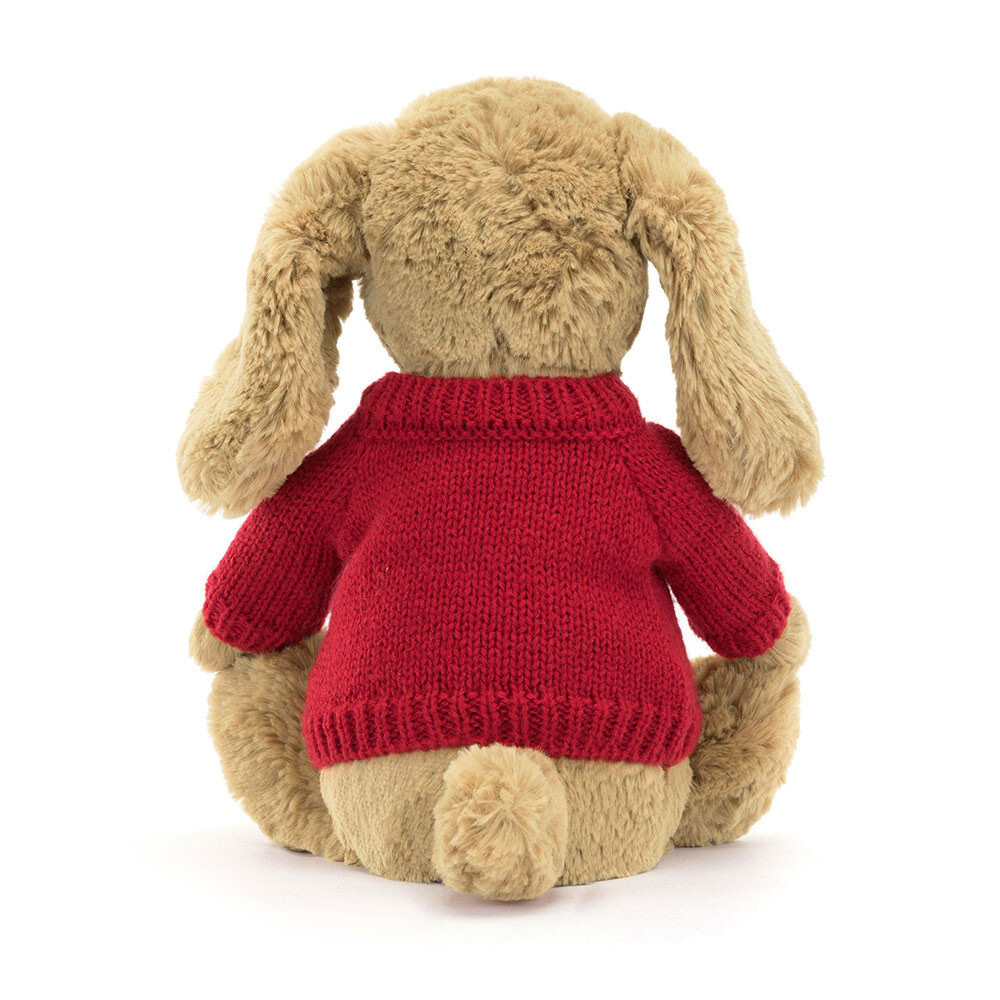 Bashful Toffee Puppy With Personalised Red Jumper 3