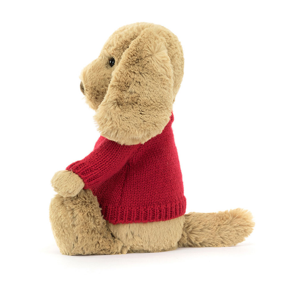 Bashful Toffee Puppy With Personalised Red Jumper 2