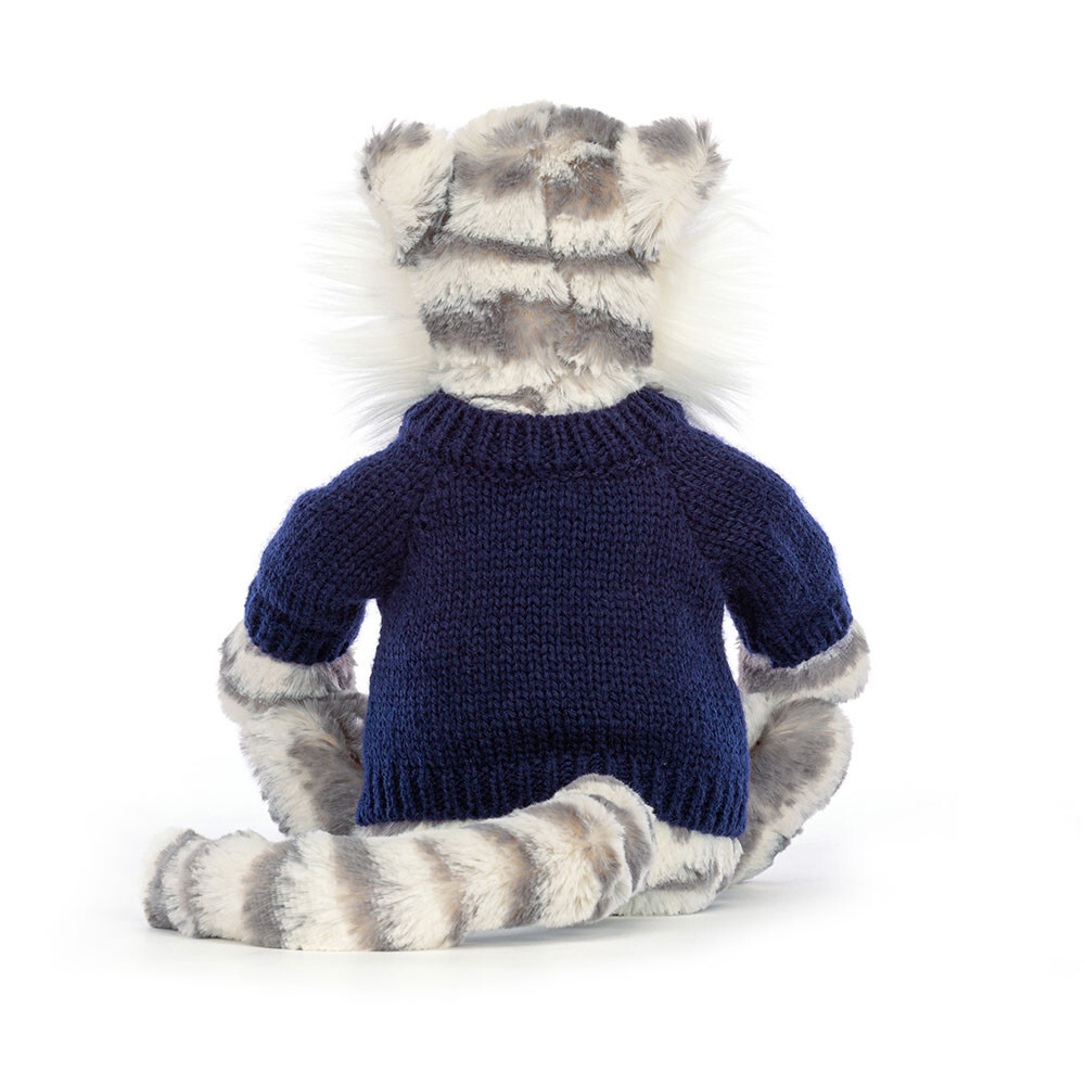 Bashful Snow Tiger With Personalised Navy Jumper 3