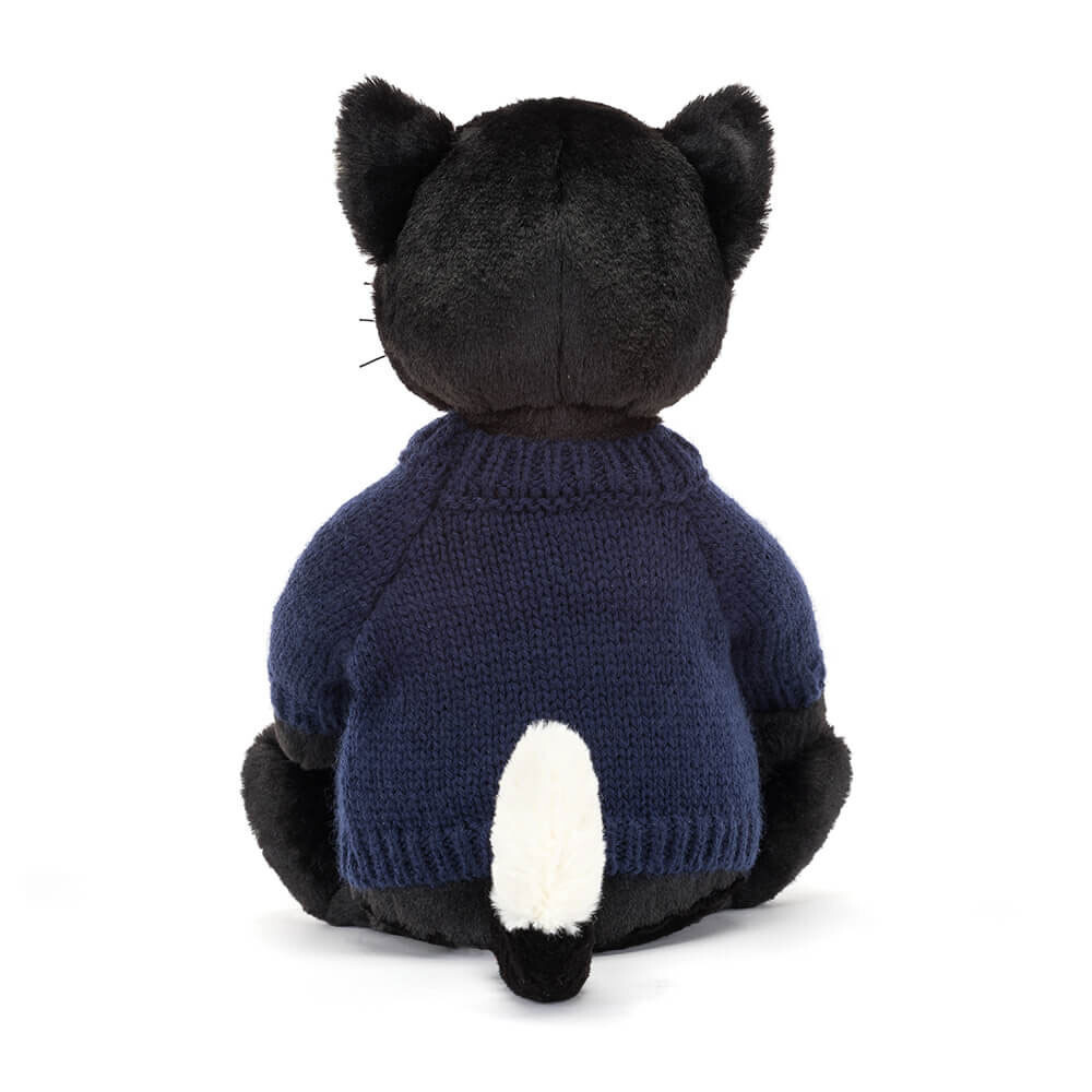 Bashful Black Kitten With Personalised Navy Jumper 3