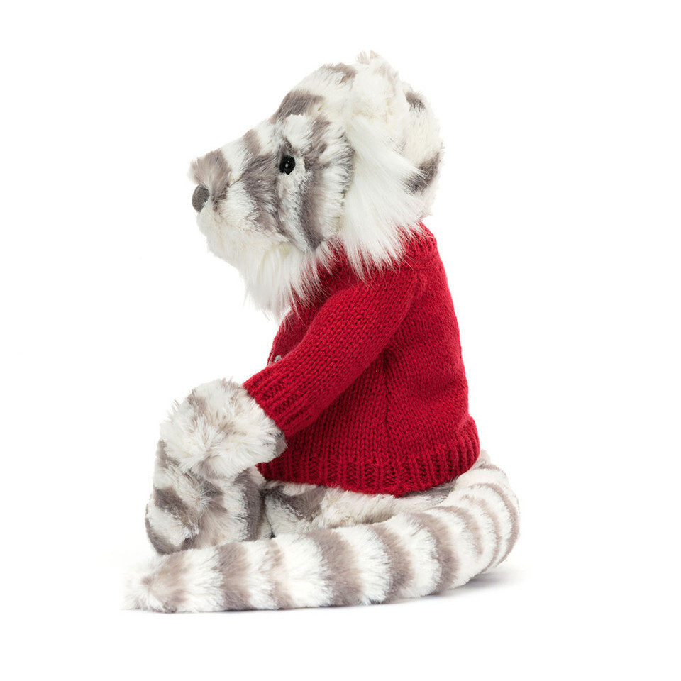 Bashful Snow Tiger With Personalised Red Jumper 2