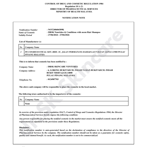 drsk hair shampoo NOT