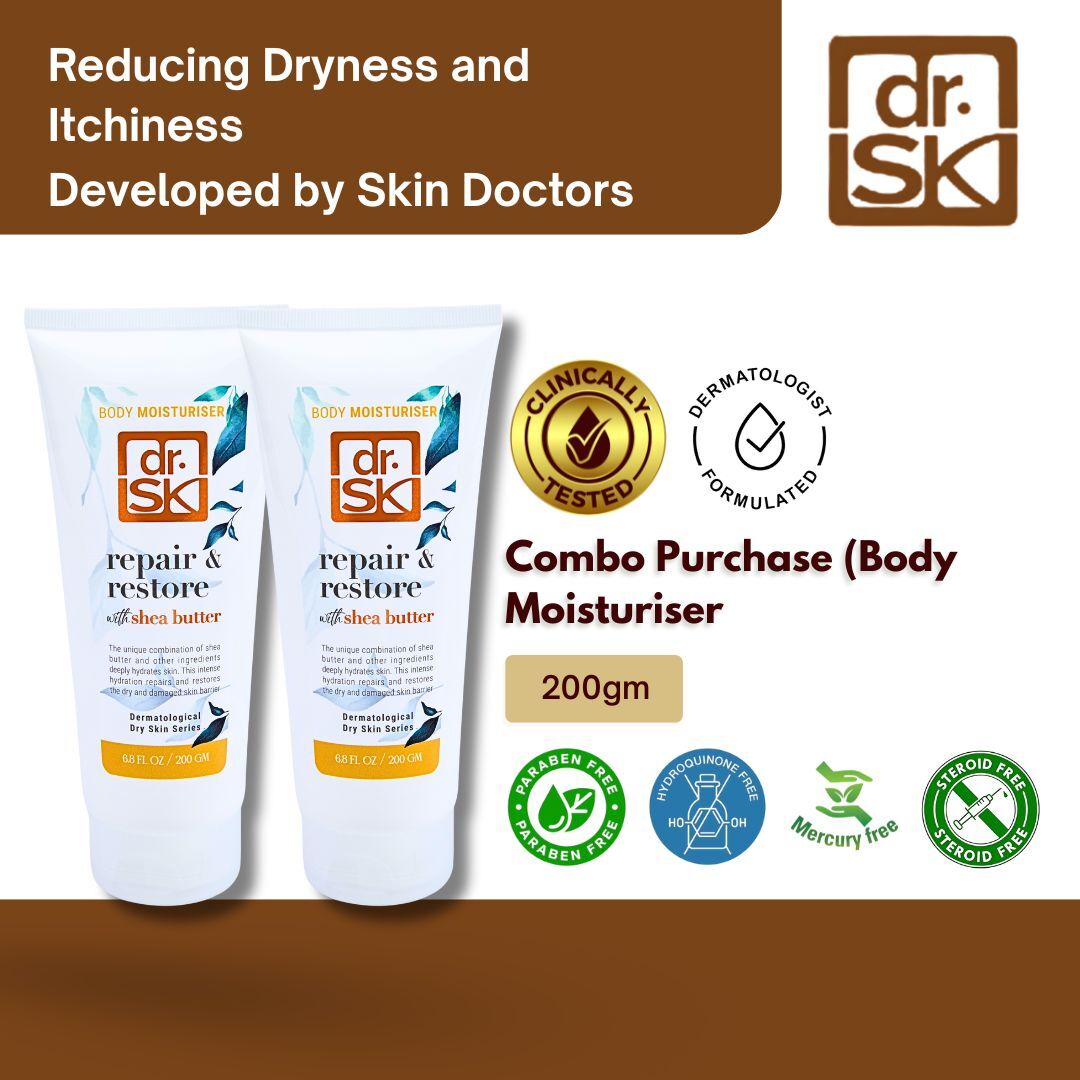dr.SK Repair and Restore Body Moisturiser 200g combo with Shea Butter for dry sensitive skin paraben free and steroid free clinically tested