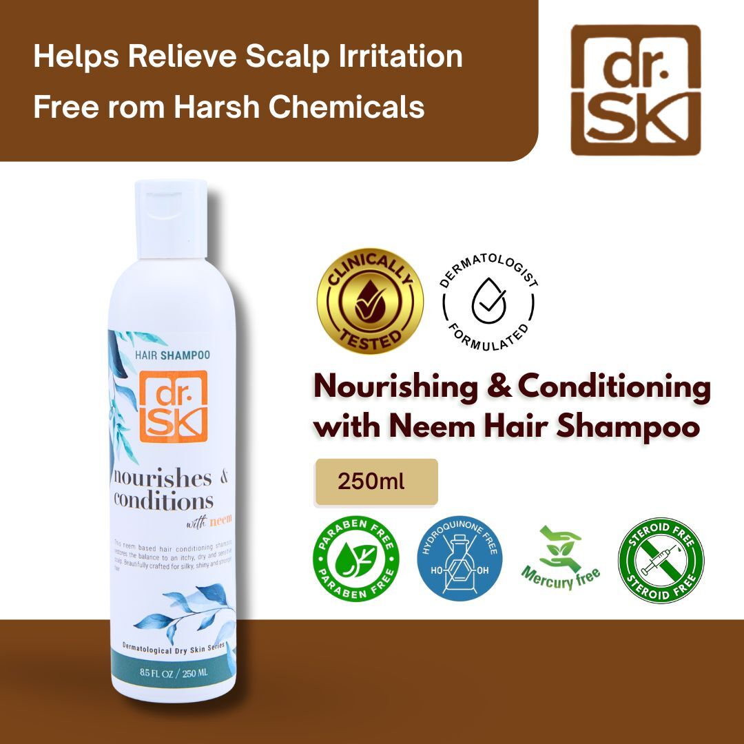 dr.SK Neem Hair Shampoo 250ml helps relieve scalp irritation gentle on hair and scalp clinically tested and paraben free