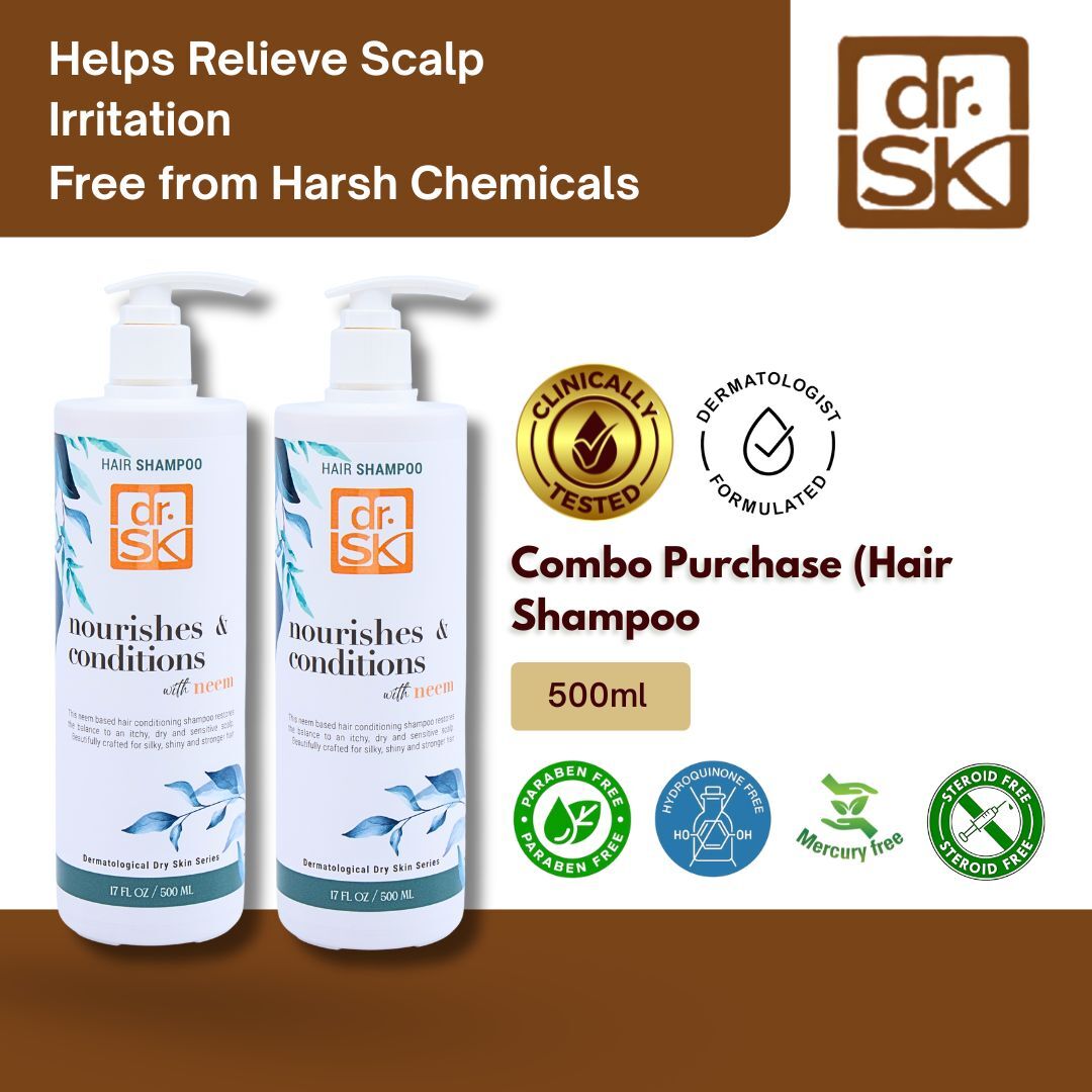 dr.SK Neem Hair Shampoo 500ml combo helps relieve scalp irritation free from harsh chemicals and clinically tested