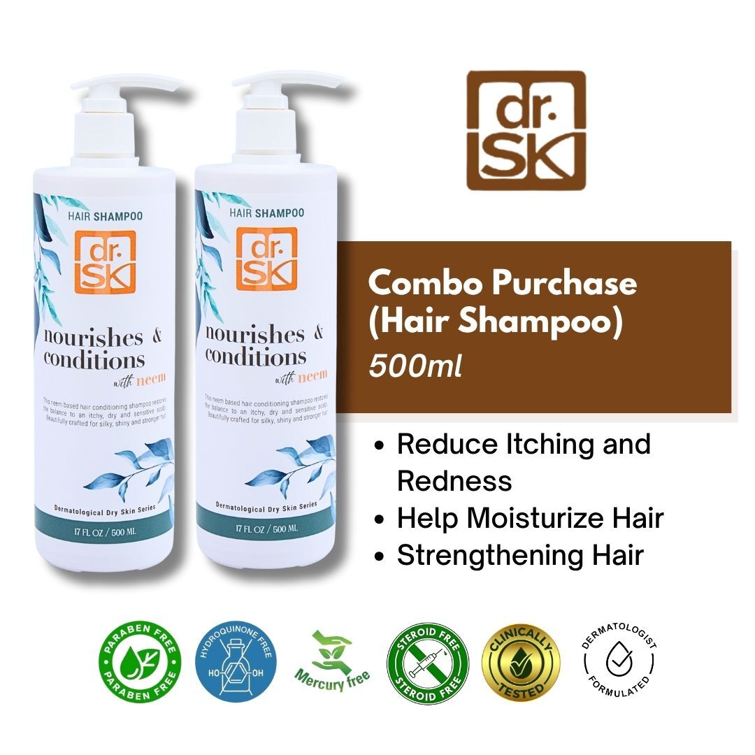 dr.SK Neem Hair Shampoo 500ml combo reduces itching and redness moisturizes scalp and strengthens hair naturally