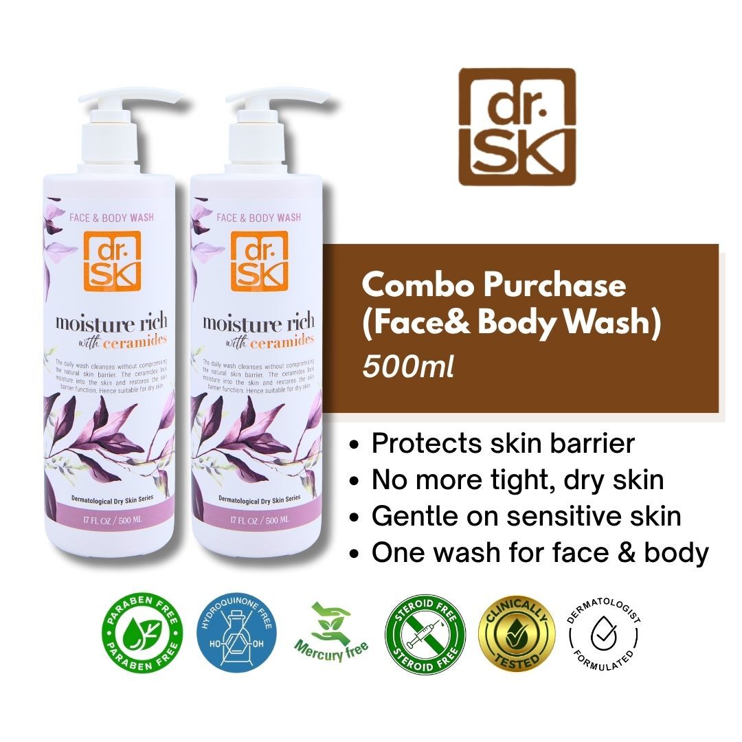 dr.SK Moisture Rich Face and Body Wash with Ceramides combo 500ml protects skin barrier and soothes dry skin