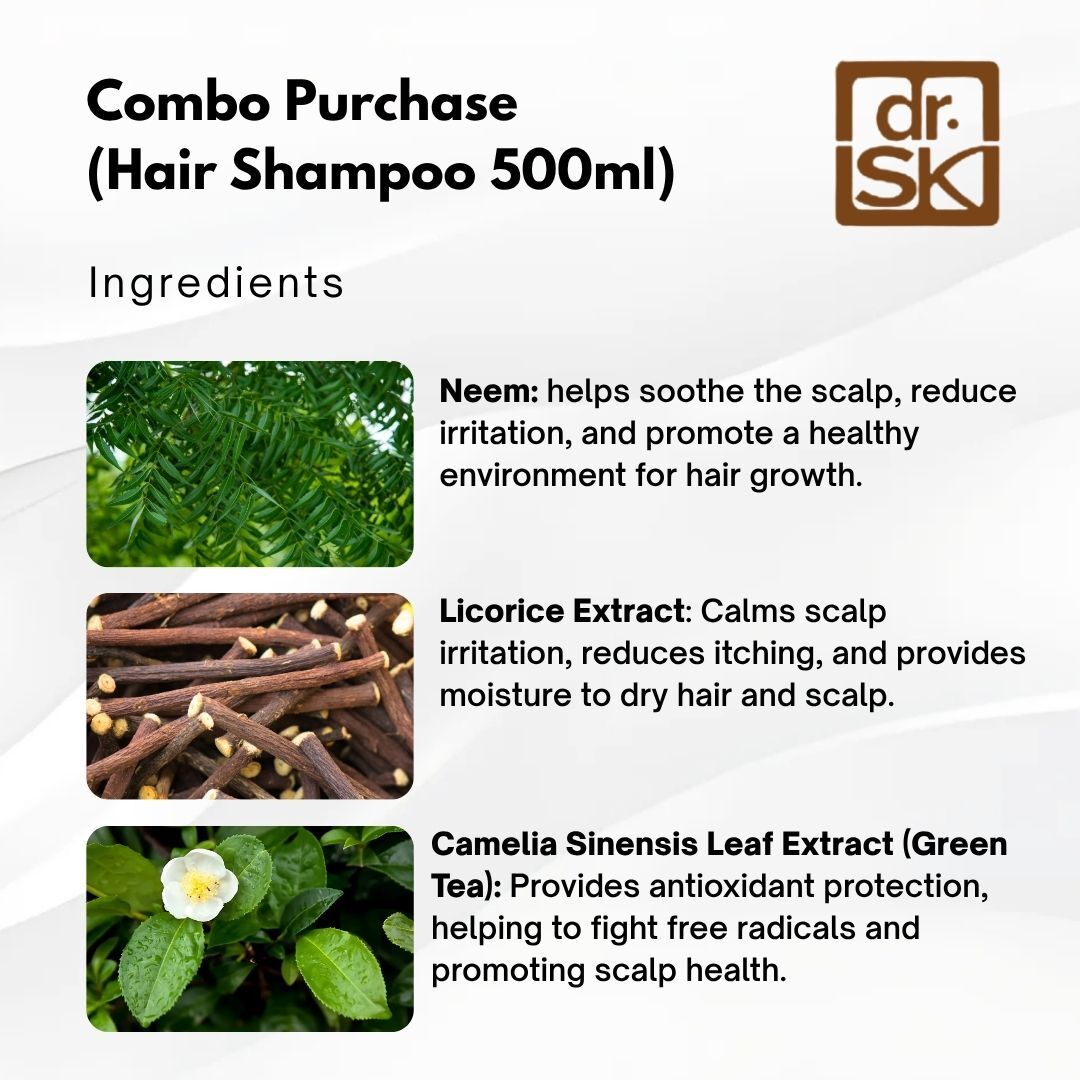 dr.SK Neem Hair Shampoo 500ml combo reduces itching and redness moisturizes scalp and strengthens hair naturally