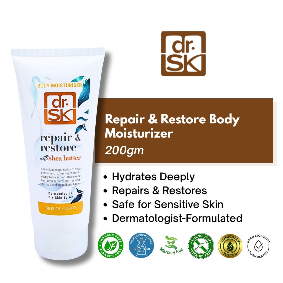 dr.SK Repair and Restore Body Moisturiser with Shea Butter 200g hydrates deeply repairs and restores safe for sensitive skin