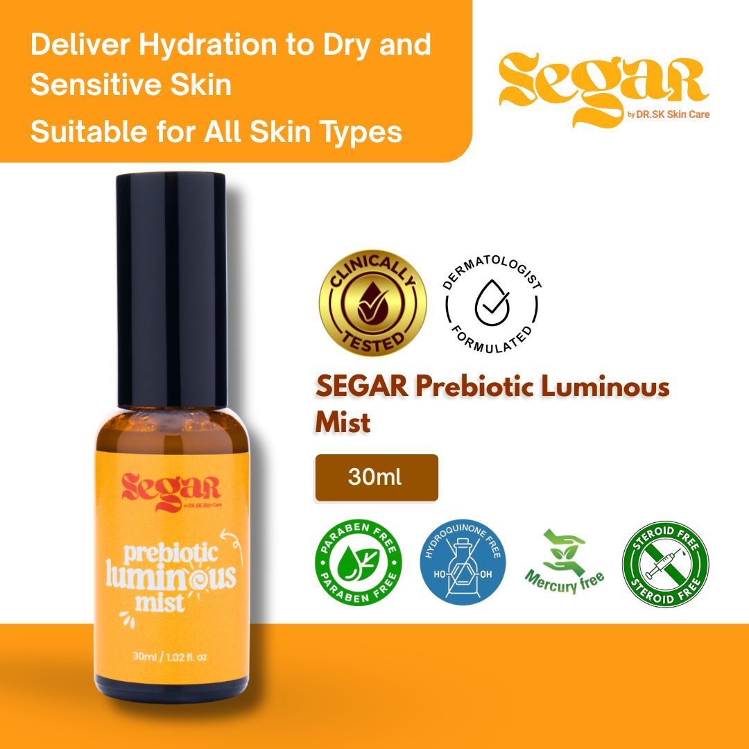 SEGAR Prebiotic Luminous Mist 30ml clinically tested dermatologist formulated hydrating mist for all skin types