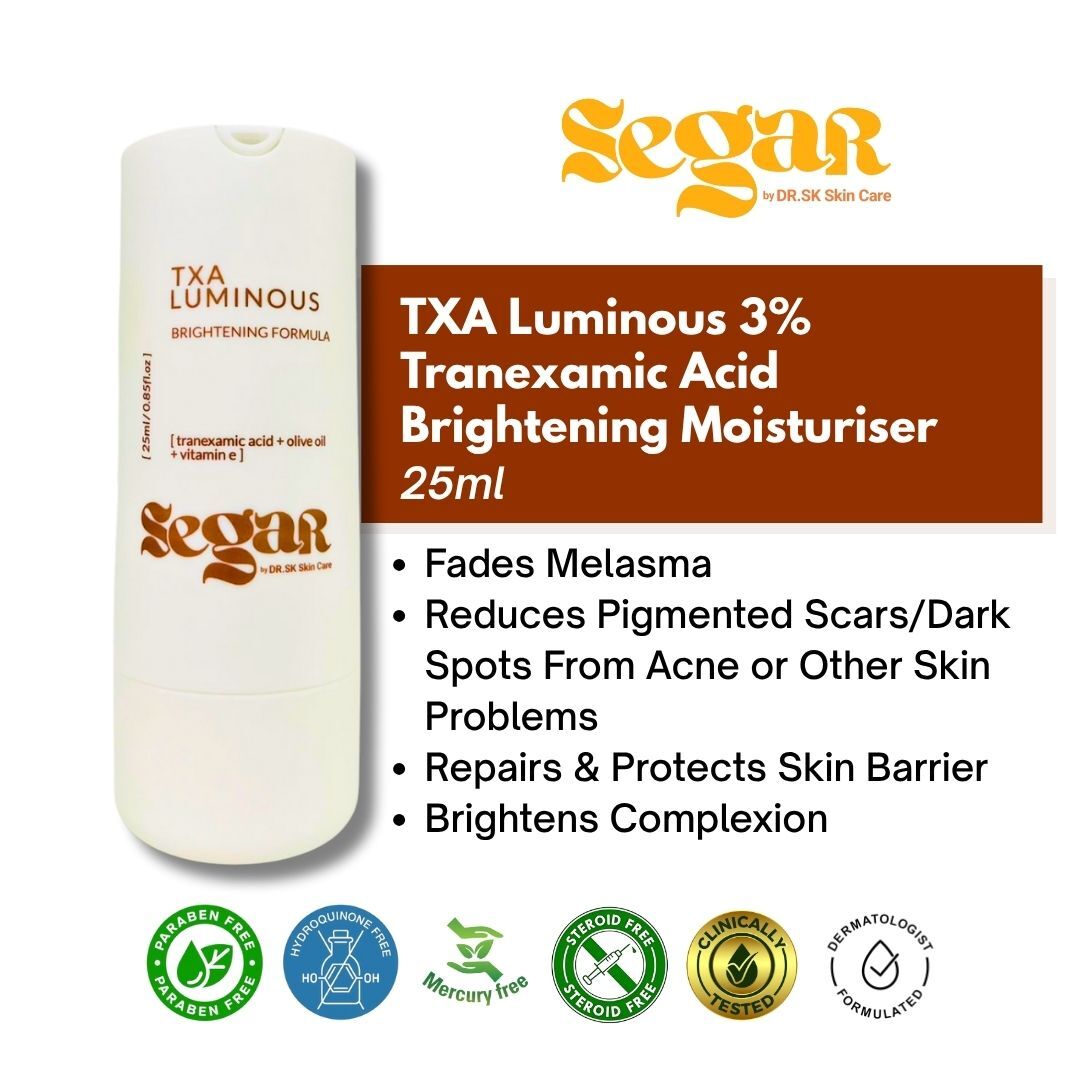 SEGAR TXA Luminous Brightening Moisturiser 25ml repairs skin barrier reduces pigmentation and brightens complexion