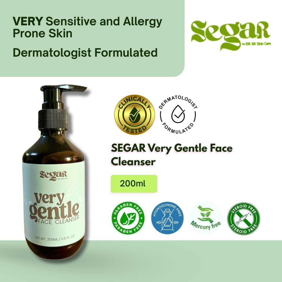 SEGAR Very Gentle Face Cleanser dermatologist formulated paraben free hydroquinone free for sensitive skin