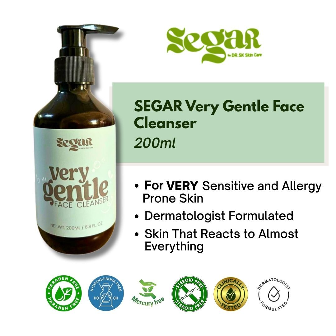 SEGAR Very Gentle Face Cleanser 200ml for very sensitive skin dermatologist formulated and steroid free