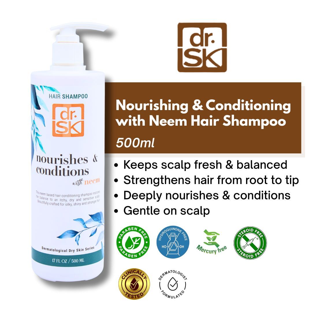 dr.SK Nourishing and Conditioning Neem Hair Shampoo 500ml keeps scalp balanced strengthens hair and nourishes deeply