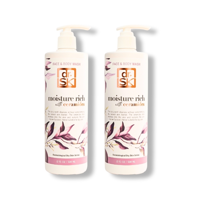 dr.SK Moisture Rich Face and Body Wash with Ceramides 2 bundle pack restores moisture and repairs dry skin barrier
