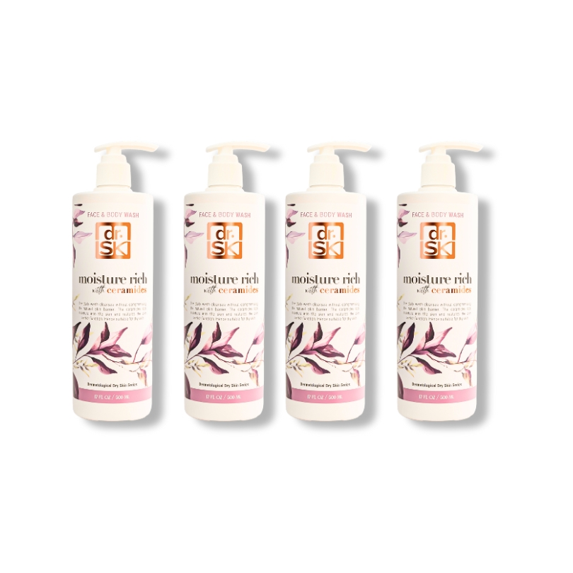 dr.SK Moisture Rich Face and Body Wash with Ceramides combo four pack for long term skin hydration and barrier care