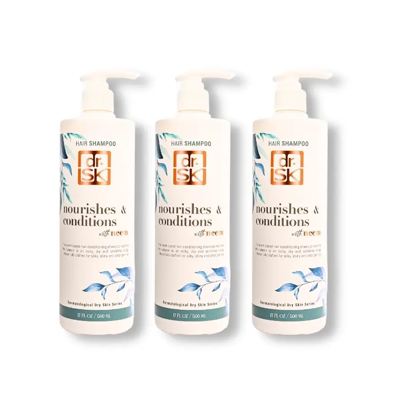dr.SK Neem Hair Shampoo 500ml bundle of 3 for dry itchy scalp nourishes conditions and strengthens hair naturally