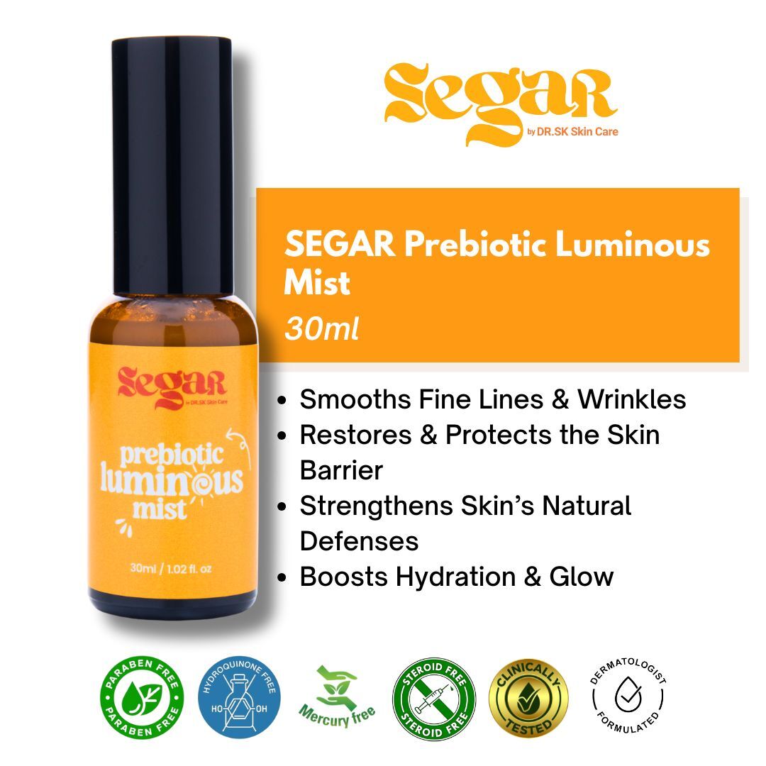 SEGAR Prebiotic Luminous Mist 30ml hydrates smooths wrinkles and restores skin barrier for sensitive skin