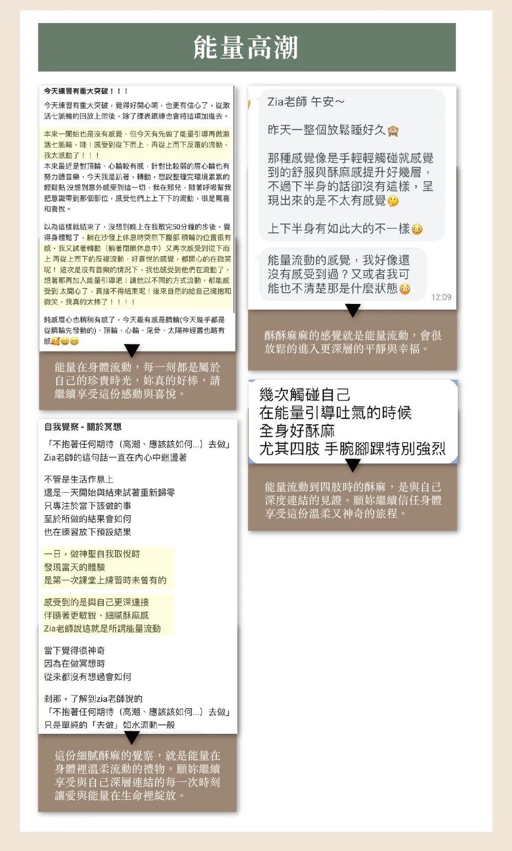 學員回饋截圖：能量的流動