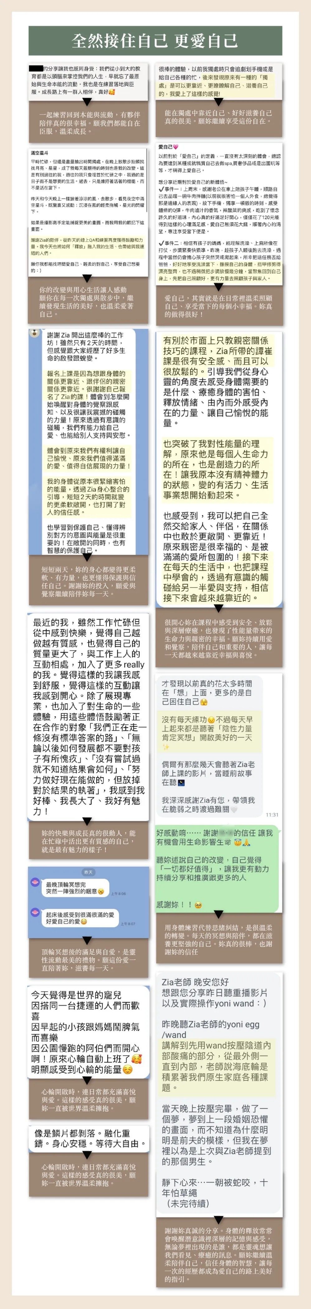 學員回饋截圖：全然接住自己・更愛自己