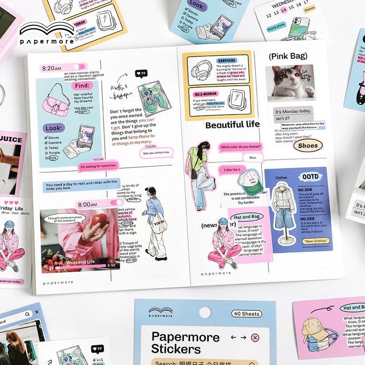 papermore明媚日子系列不干胶贴纸包主图1