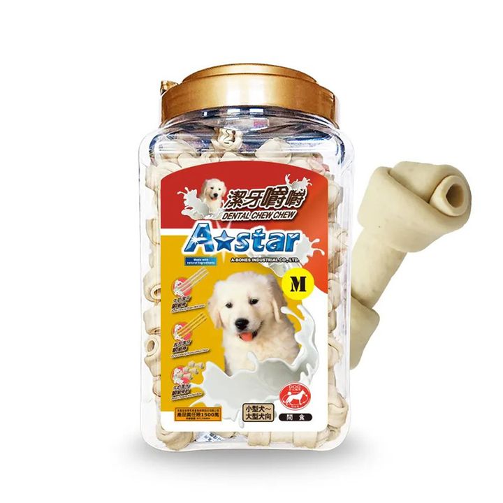 Armonto-牛奶潔牙嚼嚼骨結桶裝-M