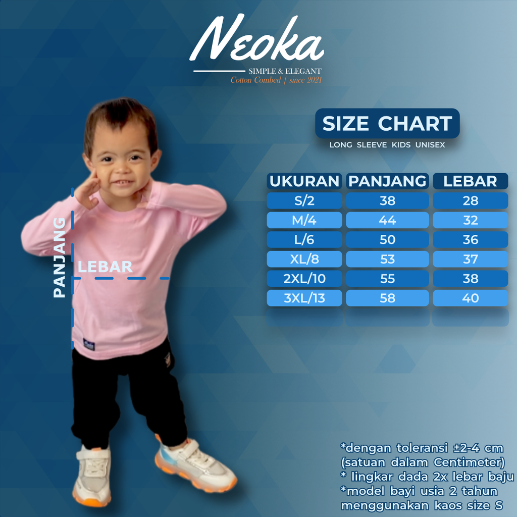 Long Sleeve Kids - Size Chart
