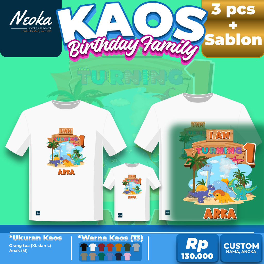 Dino (Kaos+Sablon Family Birthday)
