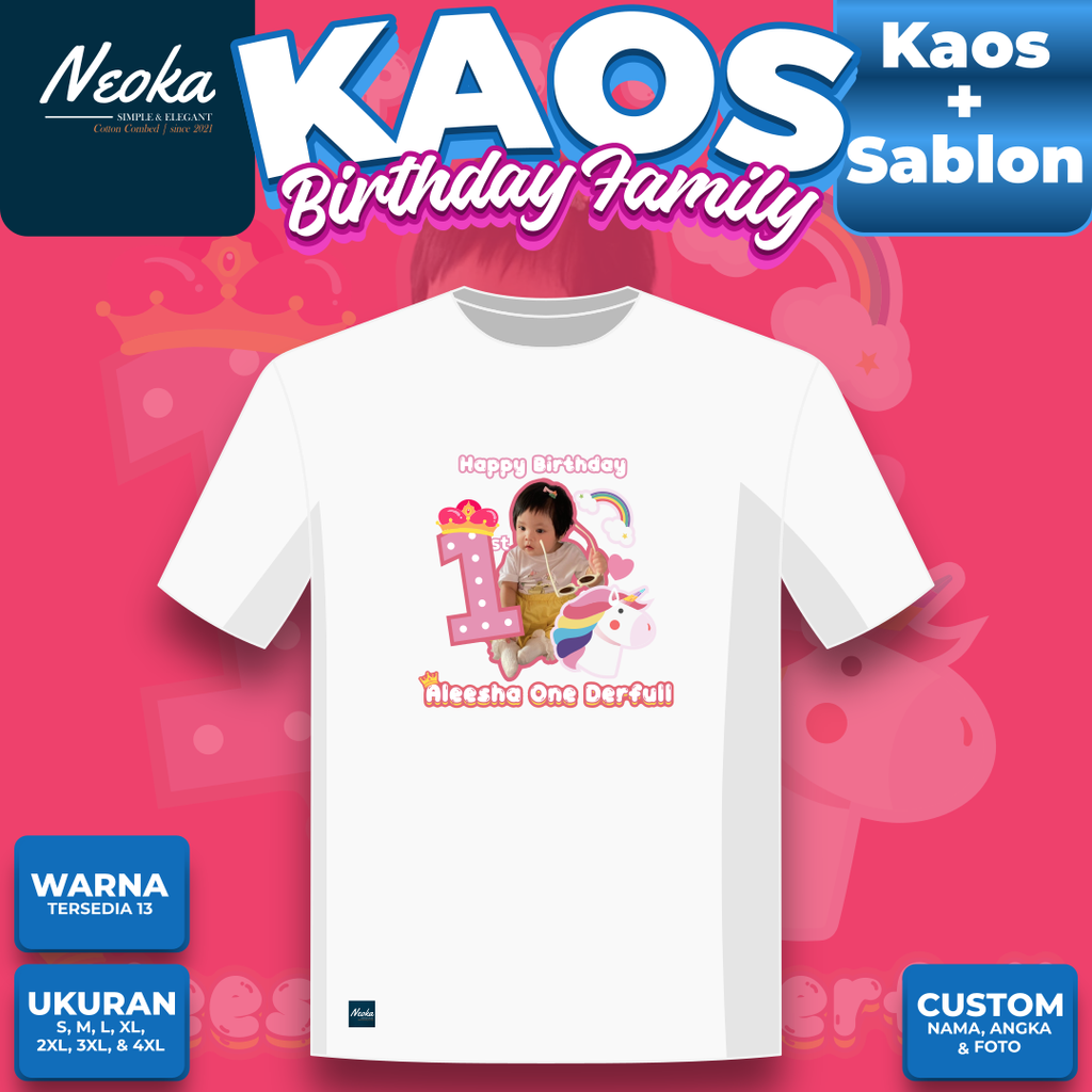 Unicorn Dewasa(Kaos+Sablon Family Birthday Shopee)
